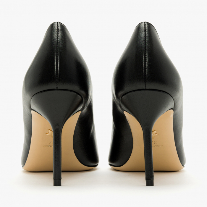Pantofi Damă Eleganți, Piele Neagră, Accesoriu din Piele, Toc Subțire 8 cm, Vârf Ascuțit, Giorgio Fabiani 241059 [5]