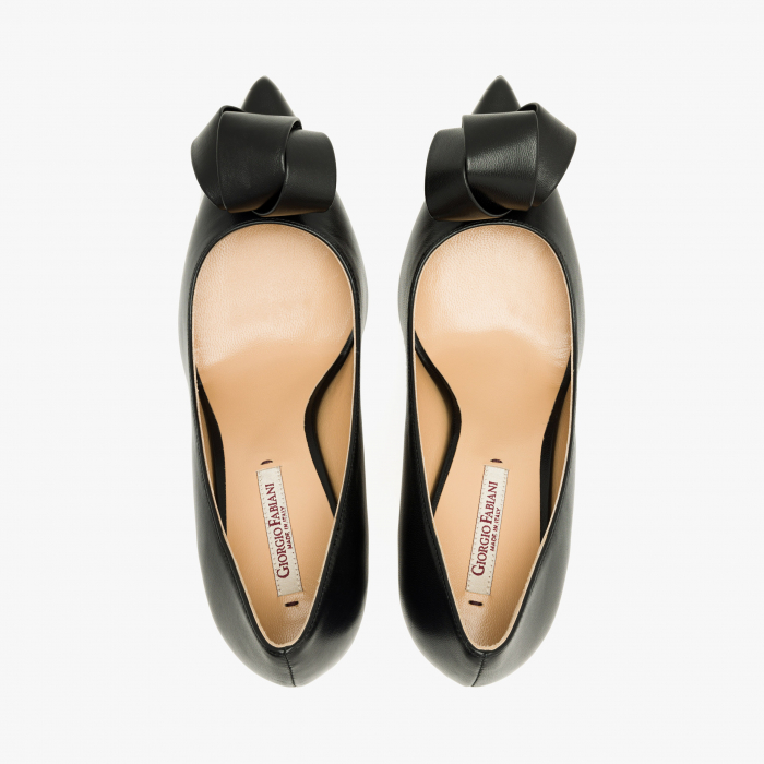 Pantofi Damă Eleganți, Piele Neagră, Accesoriu din Piele, Toc Subțire 8 cm, Vârf Ascuțit, Giorgio Fabiani 241059 [3]