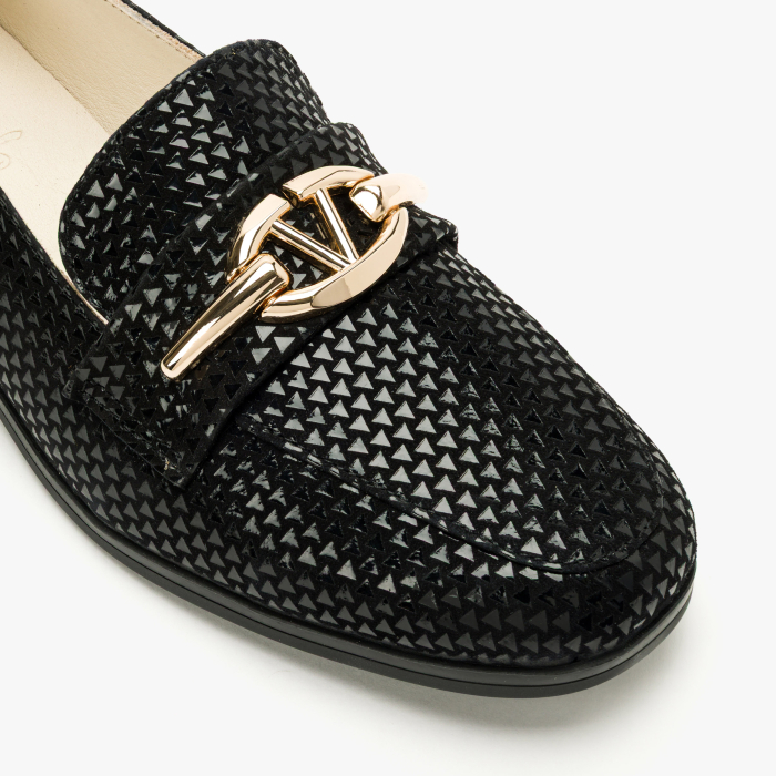 Pantofi Dama Casual Tip Mocasini din Piele Naturala Nabuc Negru, Cusaturi Decorative, Varf Rotund, LAB Milano by Renzoni 08172007 [4]