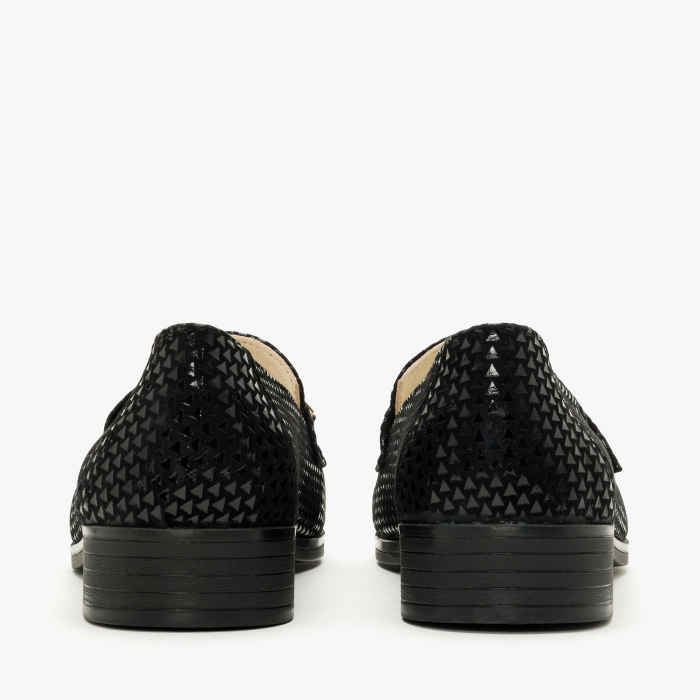 Pantofi Dama Casual Tip Mocasini din Piele Naturala Nabuc Negru, Cusaturi Decorative, Varf Rotund, LAB Milano by Renzoni 08172007 [5]