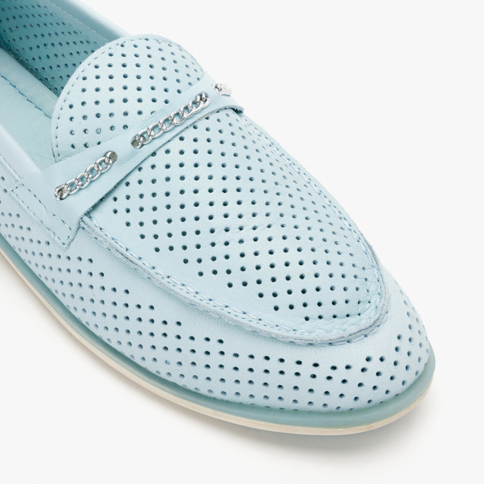 Pantofi Dama Casual, Piele Perforata, Culori Bej, Bleu si Galben, Comozi, Talpa Flexibila, LAB Milano by Renzoni 200 [4]
