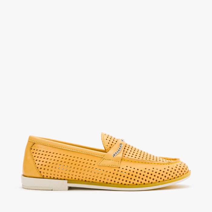 Pantofi Dama Casual, Piele Perforata, Culori Bej, Bleu si Galben, Comozi, Talpa Flexibila, LAB Milano by Renzoni 200 [2]