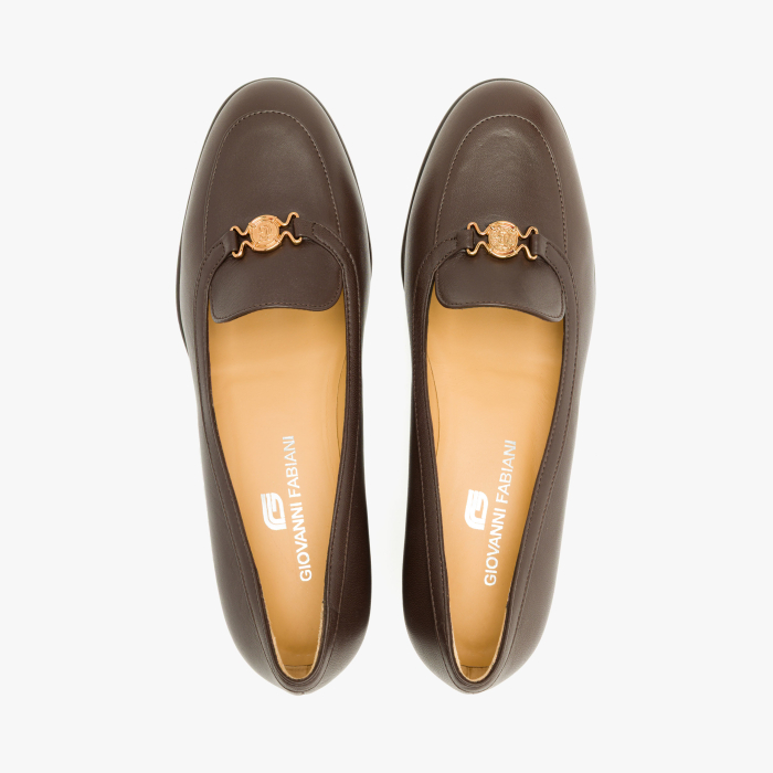 Pantofi Damă Eleganți Maro, Accesoriu Auriu și Toc Comod, Giovanni Fabiani 25390 [3]
