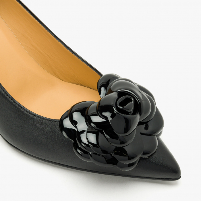 Pantofi Dama Eleganti, Negru, Toc Subtire 7 cm, Ornament pe Rist, Giovanni Fabiani 24360 [4]