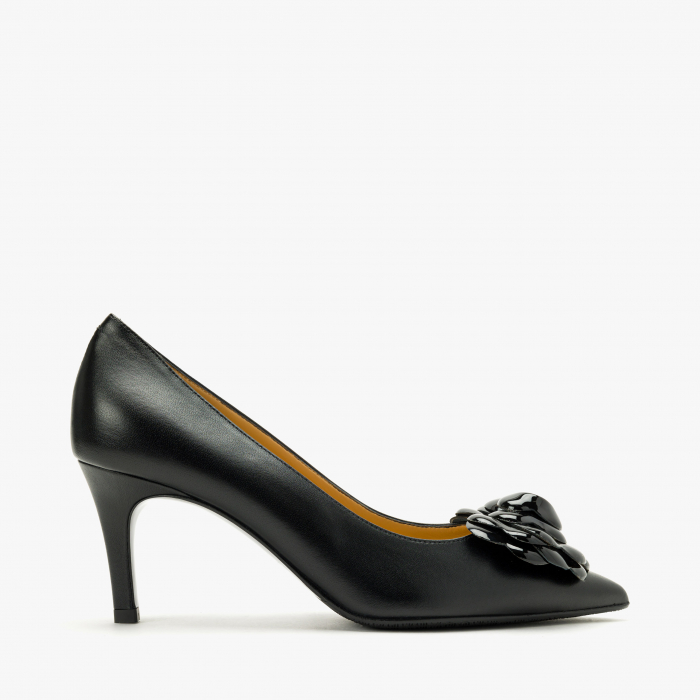Pantofi Dama Eleganti, Negru, Toc Subtire 7 cm, Ornament pe Rist, Giovanni Fabiani 24360 [2]