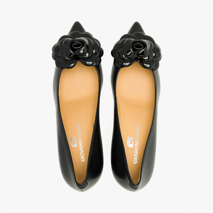 Pantofi Dama Eleganti, Negru, Toc Subtire 7 cm, Ornament pe Rist, Giovanni Fabiani 24360 [3]