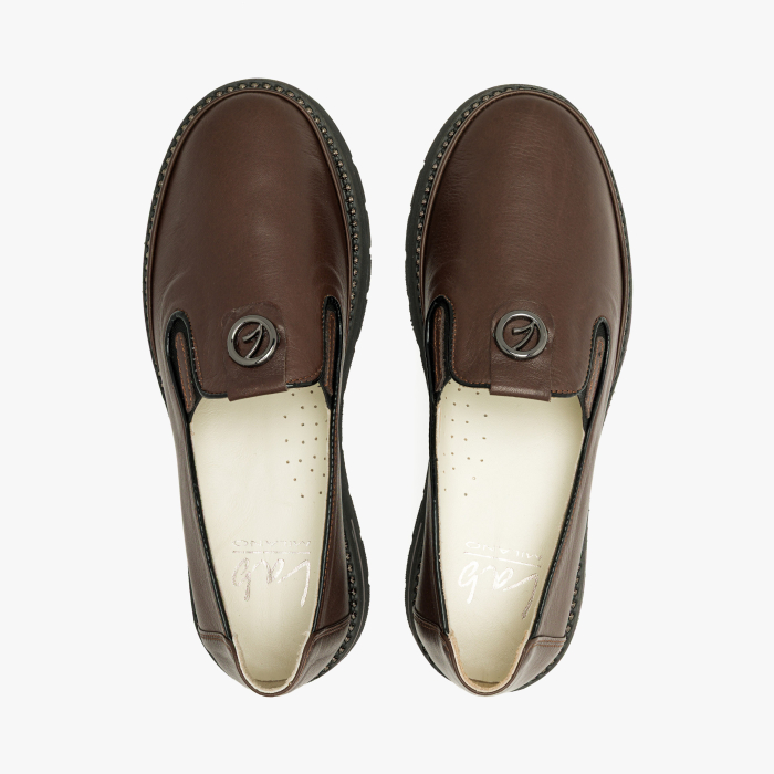 Pantofi Dama Casual din Piele Naturala Maro, Talpa Comoda si Accesoriu Metalic, LAB Milano by Renzoni 228656 [3]
