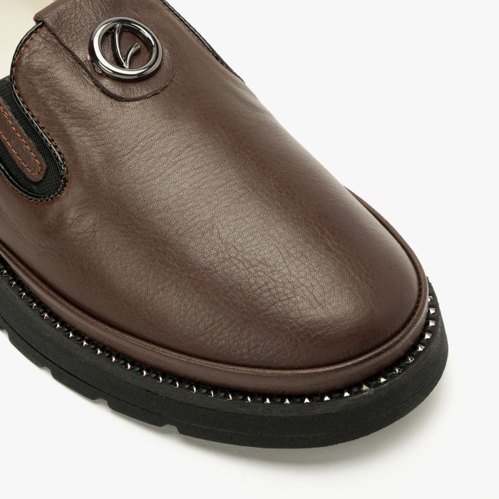 Pantofi Dama Casual din Piele Naturala Maro, Talpa Comoda si Accesoriu Metalic, LAB Milano by Renzoni 228656 [4]