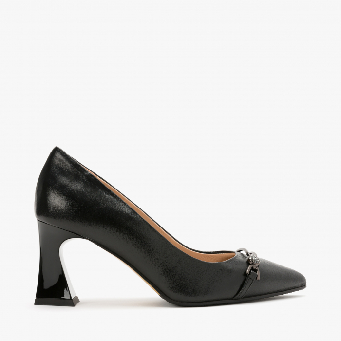 Pantofi Dama Eleganti din Piele de Culoare Neagra, Accesoriu cu Cristale, Potrivit pentru Toate Sezoanele, Renzoni 6346 [2]