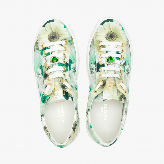 Pantofi Dama Casual din Piele, Imprimeu Floral, Talpa Comoda din 2 Straturi, Spuma Presata si Talpa de Cauciuc, Renzoni 5325 [3]