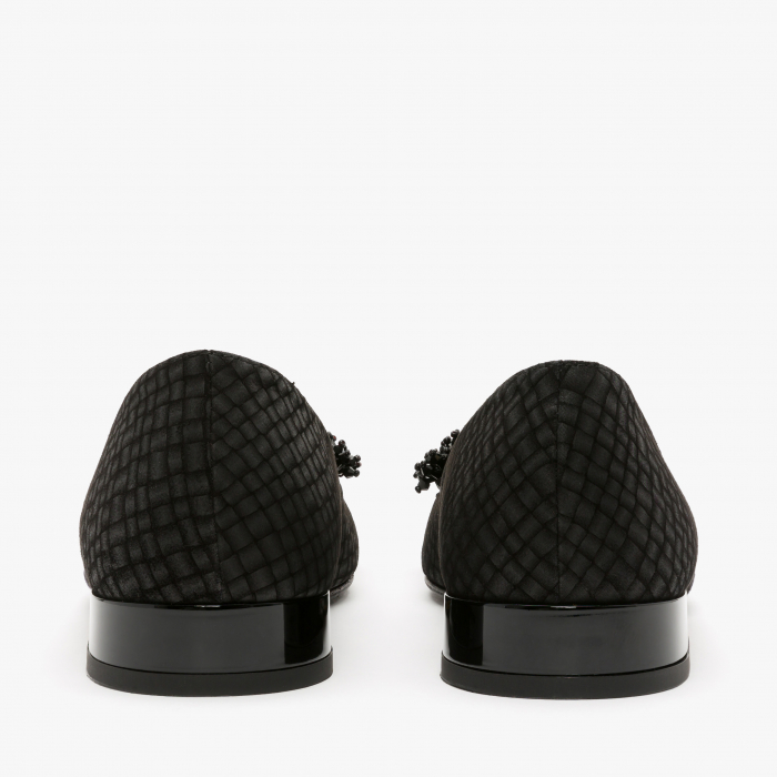 Pantofi Dama Eleganti, Piele Nabuc de Culoare Neagra, Margele Decorative, Renzoni 6361 [5]