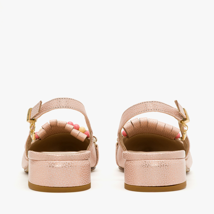 Pantofi Sanda Dama, Eleganti, Piele Naturala Roz, Margele Multicolore, Varf Ascutit, Talpa de Talpa, Renzoni 8444 [5]