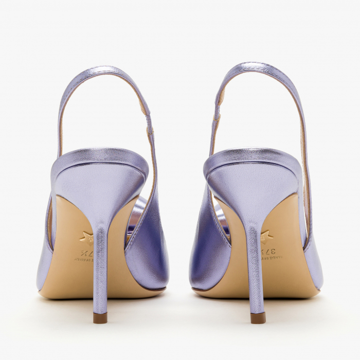 Pantofi Sanda Damă Eleganti, Piele Naturală Lila Metalizat, Toc Stiletto, Vârf Ascuțit, Accesoriu Piele, Giorgio Fabiani 241063 [5]