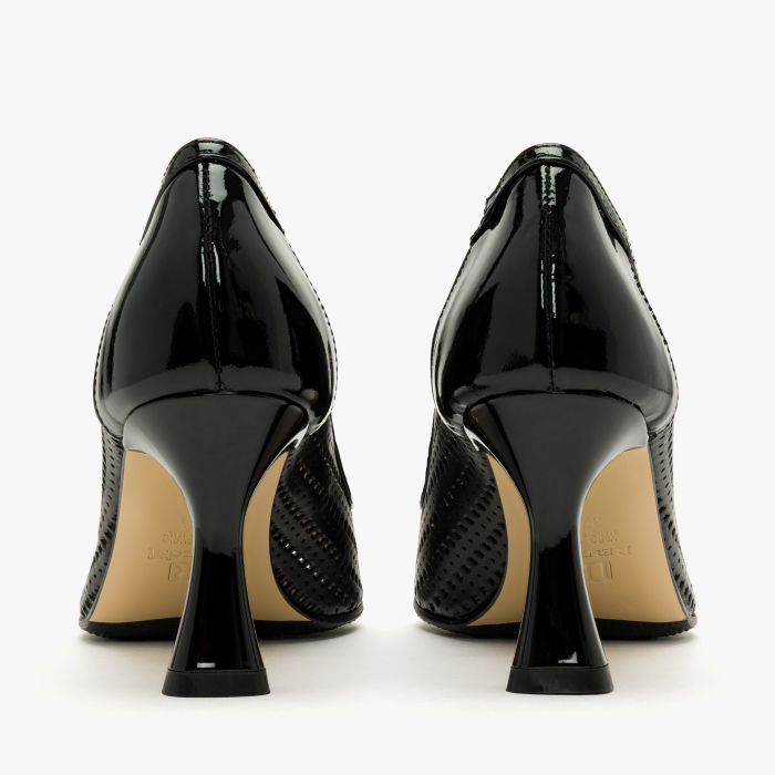 Pantofi Sanda Dama, Eleganti, Piele Naturala, Negru, Perforat Tip Plasa, Varf Decupat, Toc 7 cm, Renzoni 4406 [5]
