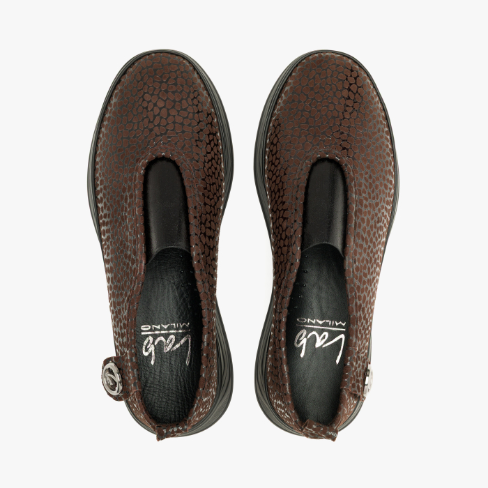 Pantofi Damă Slip-On din Piele Maro Ștanțata, Textură Lucioasă și Talpă Comodă de 4 cm, LAB Milano by Renzoni 794LAB600 [3]