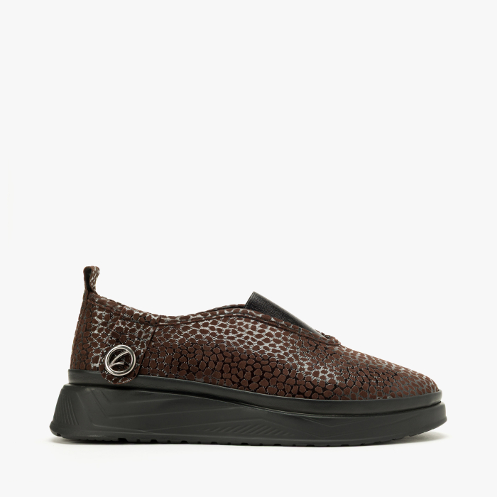 Pantofi Damă Slip-On din Piele Maro Ștanțata, Textură Lucioasă și Talpă Comodă de 4 cm, LAB Milano by Renzoni 794LAB600 [2]