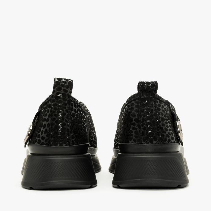 Pantofi Slip-On Damă, Negru Ștanțat, Finisaj Lucios Tip Reptilă, LAB Milano by Renzoni 794LAB600 [5]