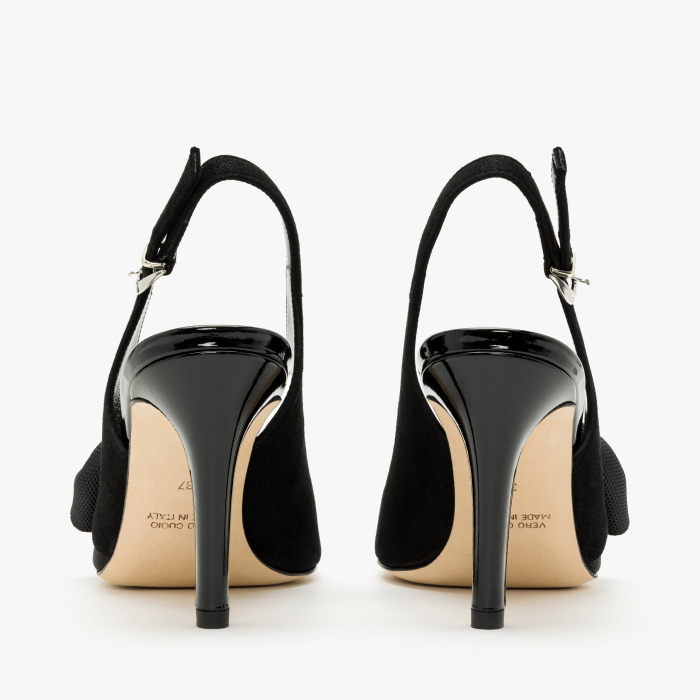 Sandale Dama Elegante, Piele Naturala, Negru, Cristale Swarovski, Toc Subtire 8 cm, Accademia 1296/2024 [5]