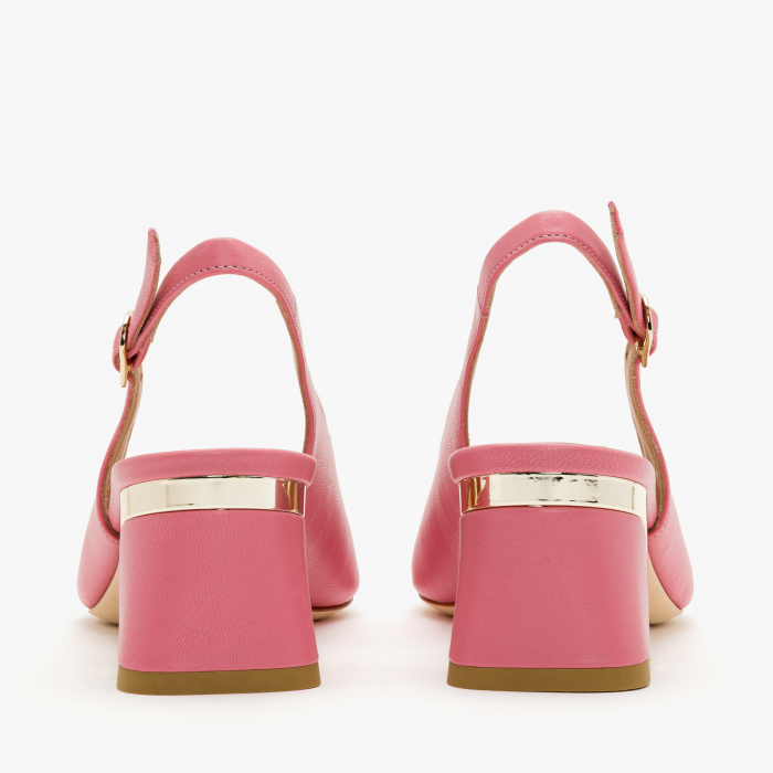 Pantofi Sanda Dama Eleganti din Piele, Culoare Roz, Toc Comod, Toc de 5 cm, Talpa de Talpa, Angelo Giannini 1238 [5]