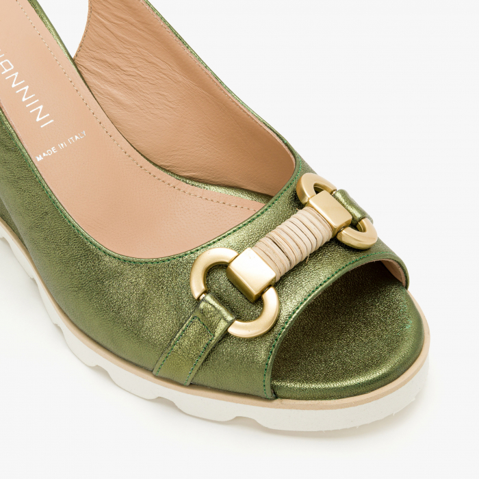 Sandale Dama Casual din Piele de Culoare Verde, Toc Comod, Toc 6 cm, Talpa Ortopedica din Spuma Presata, Angelo Giannini 5218 [4]