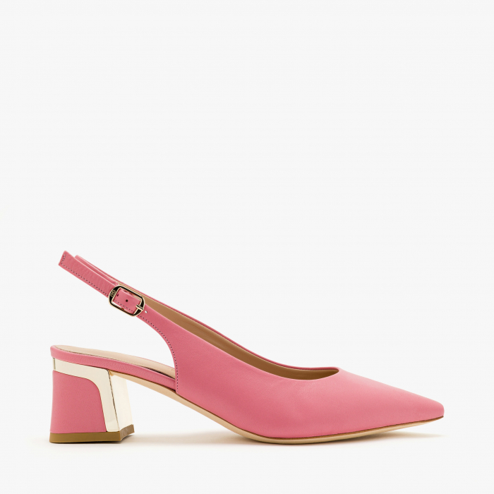 Pantofi Sanda Dama Eleganti din Piele, Culoare Roz, Toc Comod, Toc de 5 cm, Talpa de Talpa, Angelo Giannini 1238 [2]