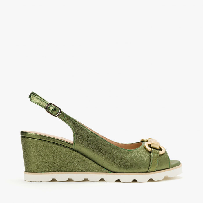 Sandale Dama Casual din Piele de Culoare Verde, Toc Comod, Toc 6 cm, Talpa Ortopedica din Spuma Presata, Angelo Giannini 5218 [2]