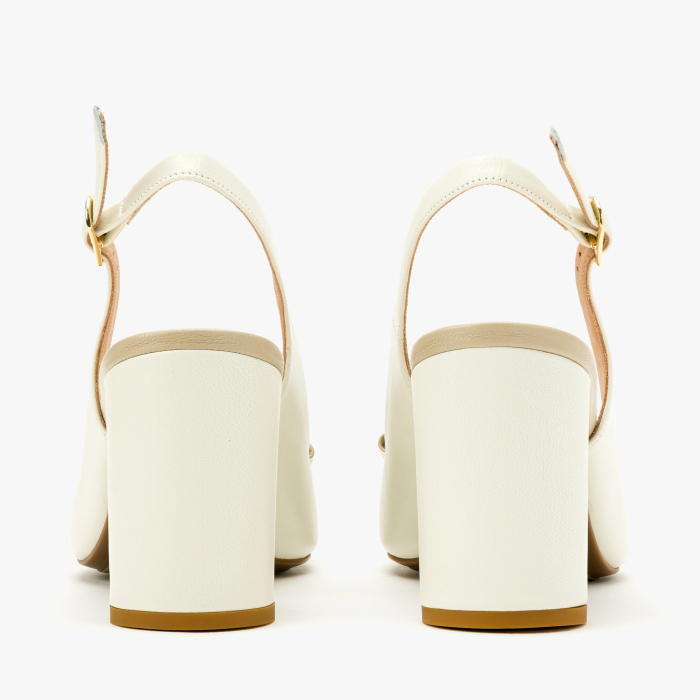 Sandale Dama Elegante, Piele Naturala Bej, Funda Bicolora, Aplicatie Aurie si Toc Bloc 8 cm, Angelo Giannini 3033 [5]