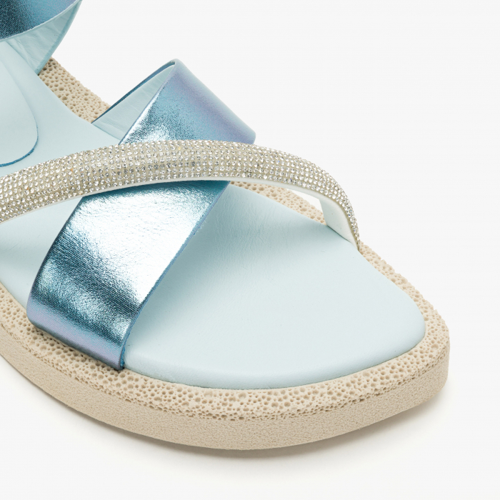 Sandale Dama Casual Bleu, Bareta cu Cristale și Talpa Comodă, LAB Milano by Renzoni 0030190D [4]