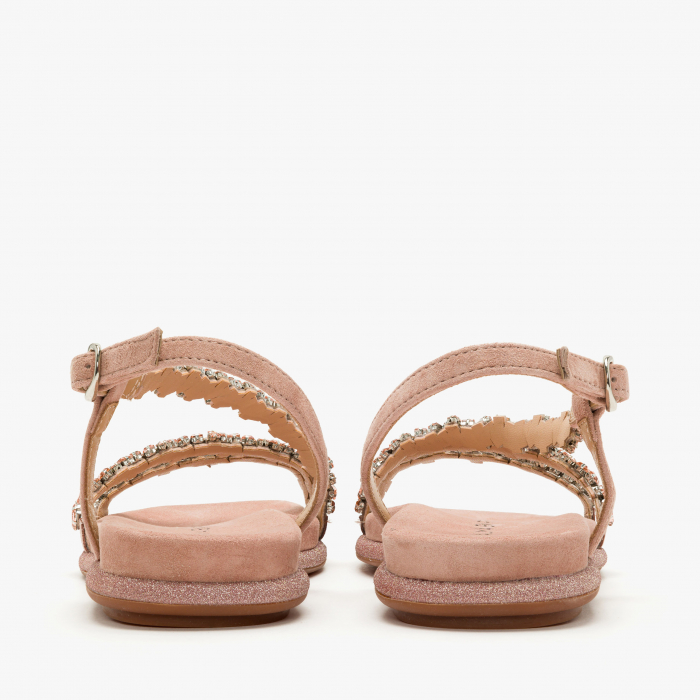 Sandale Damă Casual/Elegant Cupru, Piele Intoarsa cu Cristale și Bordură cu Sclipici, Talpă Joasă, Alma en Pena 251614 [5]