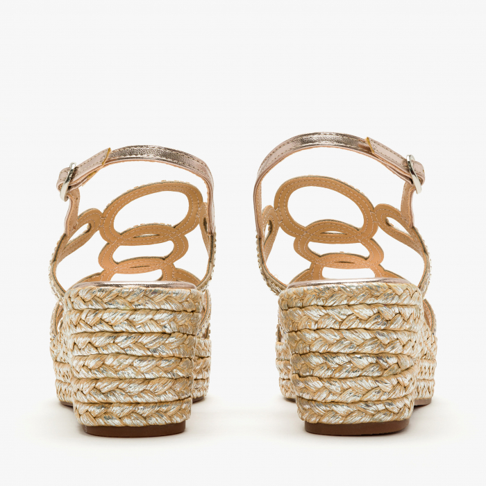 Sandale Damă Casual-Elegante Aurii cu Cristale și Platformă Ortopedică 6 cm, Alma en Pena 2551454 [5]