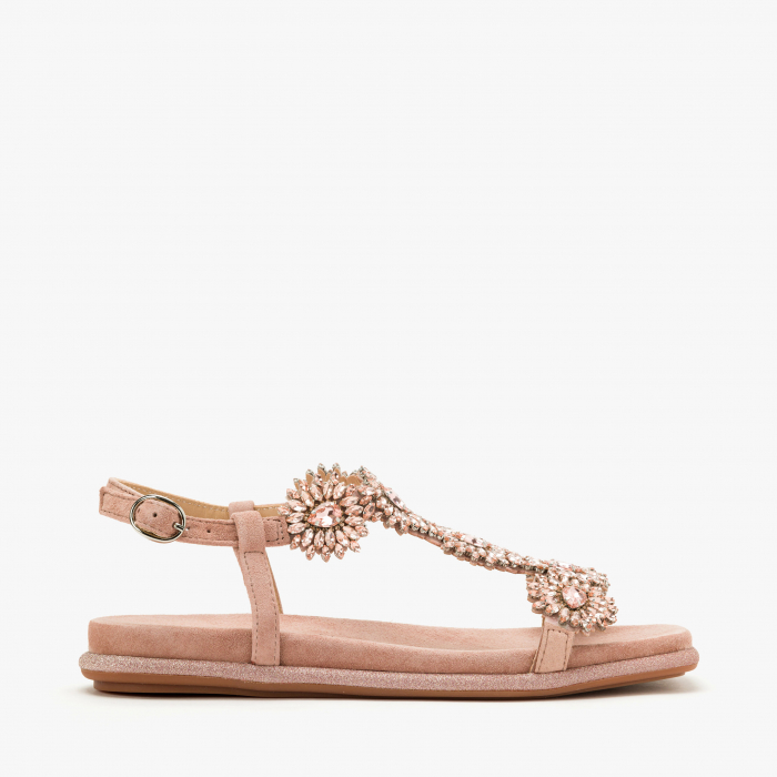 Sandale Damă Casual/Elegante, Piele Întoarsă, Cupru, Cristale, Talpă Ortopedică, Accente Artizanale, Alma en Pena 251612 [2]