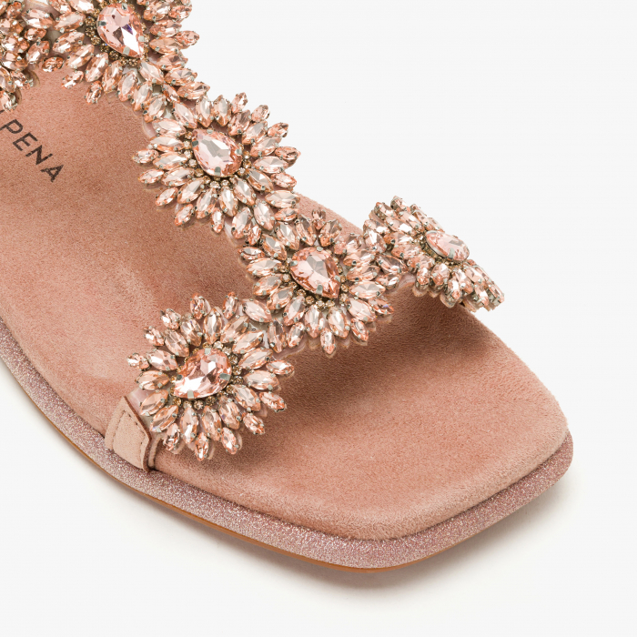Sandale Damă Casual/Elegante, Piele Întoarsă, Cupru, Cristale, Talpă Ortopedică, Accente Artizanale, Alma en Pena 251612 [4]