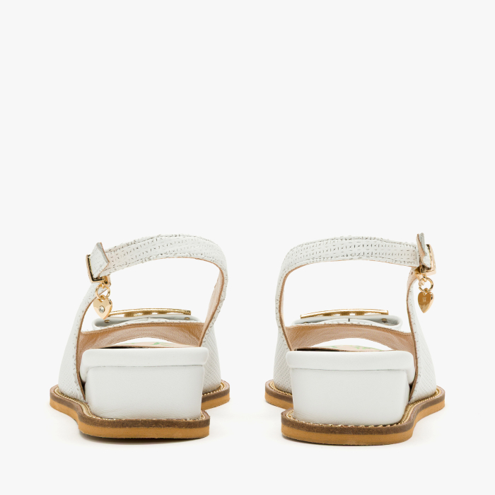Sandale Dama Casual-Elegante, Piele Naturala Alba Perforata, Bareta Slingback Reglabila, Talpa Ortopedica Comoda 3 cm, Renzoni 8382 [5]