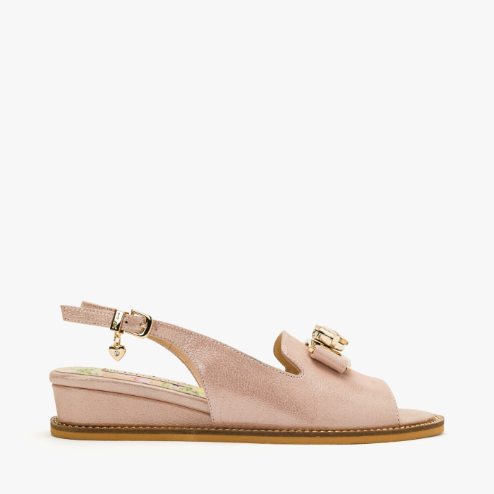 Sandale Dama Casual-Elegante, Piele Naturala, Nabuc Roz, Varf Deschis, Ergonomic si Confortabil, Renzoni 8338 [2]