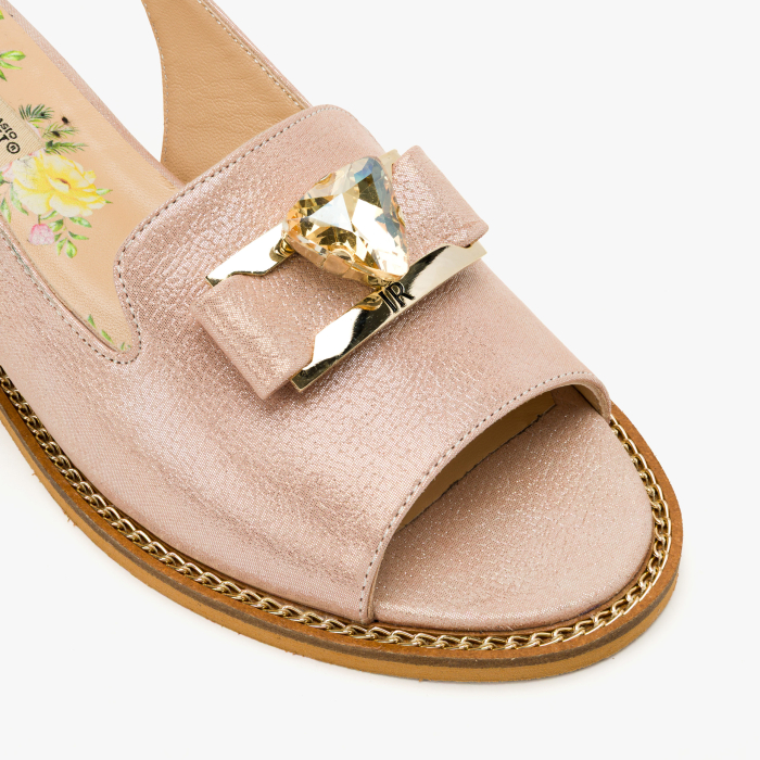Sandale Dama Casual-Elegante, Piele Naturala, Nabuc Roz, Varf Deschis, Ergonomic si Confortabil, Renzoni 8338 [4]