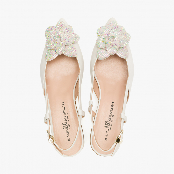 Pantofi Sanda Dama Eleganti, Bej, Toc Comod 3 cm, Cristale Swarovski, Renzoni 6808 [3]