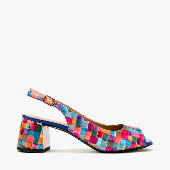 Sandale Dama Elegante Multicolor, Imprimeu Tip Mozaic si Toc Bloc, Angelo Giannini 3037 [2]