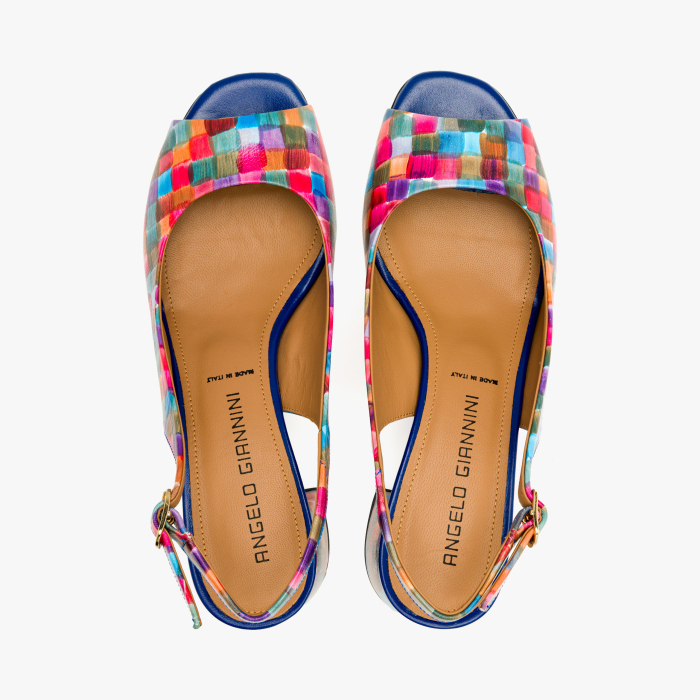 Sandale Dama Elegante Multicolor, Imprimeu Tip Mozaic si Toc Bloc, Angelo Giannini 3037 [3]