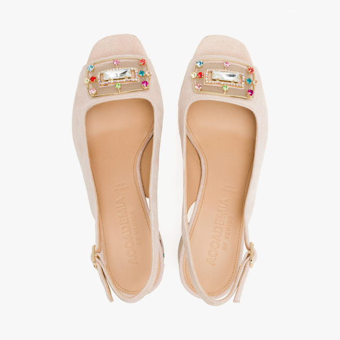 Sandale Dama Elegante Roz cu Cristale Swarovski, Toc Gros 5 cm, Accademia 1290/2024 [3]