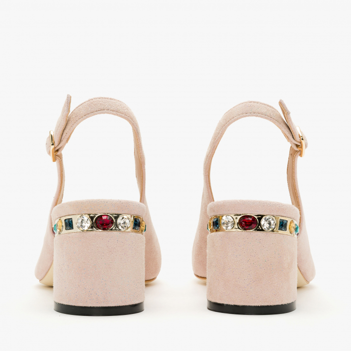 Sandale Dama Elegante Roz cu Cristale Swarovski, Toc Gros 5 cm, Accademia 1290/2024 [5]