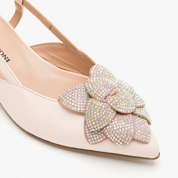Pantofi Sanda Dama Eleganti, Roz, Toc Comod 3 cm, Toate Sezoanele, Cristale Swarovski, Renzoni 6808 [4]