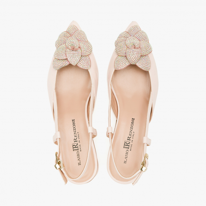 Pantofi Sanda Dama Eleganti, Roz, Toc Comod 3 cm, Toate Sezoanele, Cristale Swarovski, Renzoni 6808 [3]