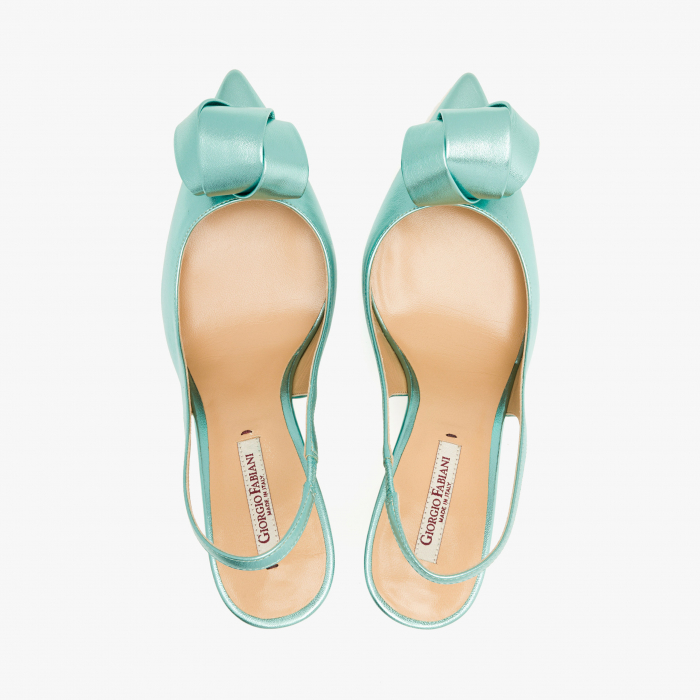 Pantofi Sanda Damă Eleganti, Piele Bleu Metalizat, Toc Subțire 9 cm, Vârf Ascuțit, Giorgio Fabiani 241063 [3]