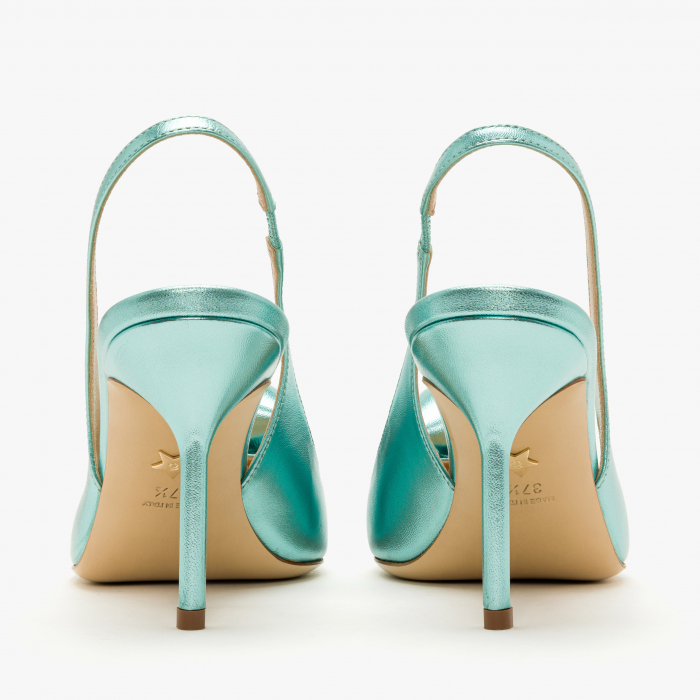 Pantofi Sanda Damă Eleganti, Piele Bleu Metalizat, Toc Subțire 9 cm, Vârf Ascuțit, Giorgio Fabiani 241063 [5]