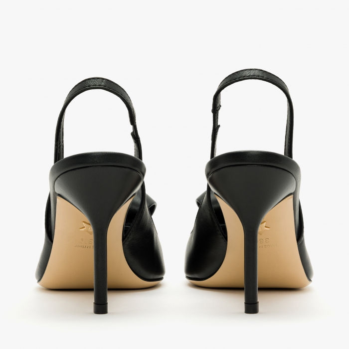 Pantofi Sanda Dama Eleganti din Piele de Culoare Neagra, Toc Subtire 9 cm, Giorgio Fabiani 241063 [5]