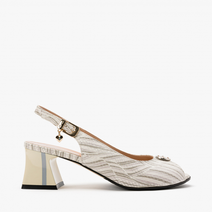 Sandale Dama Elegante, Culoare Bej, Nabuc Lacuit, Sezon Primavara-Vara, Renzoni 5143 [2]