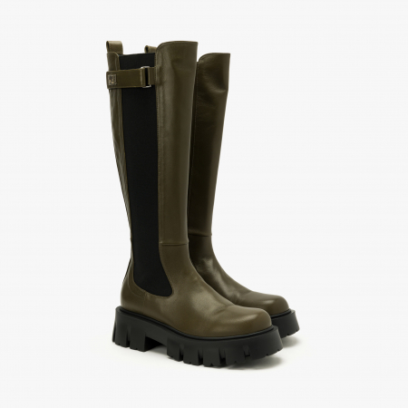 Cizme Dama Elegante - Cizme Dama Casual/Elegant, Oliv, Toc Comod 6 cm, Piele Naturala, Giorgio Fabiani 242011