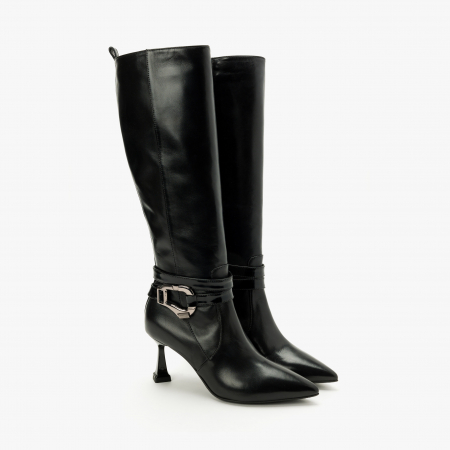 Cizme Dama Elegante, Negru, Piele Naturală, Toc Modern 7 cm, Giovanni Fabiani 23264 [0]