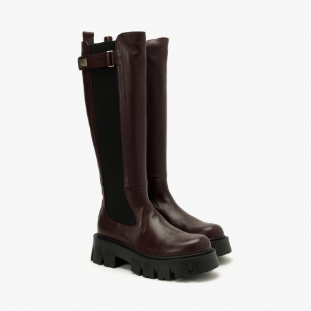 Cizme Dama Elegante - Cizme Dama Casual/Elegant, Bordo, Toc Comod 6 cm, Piele Naturala, Giorgio Fabiani 242011