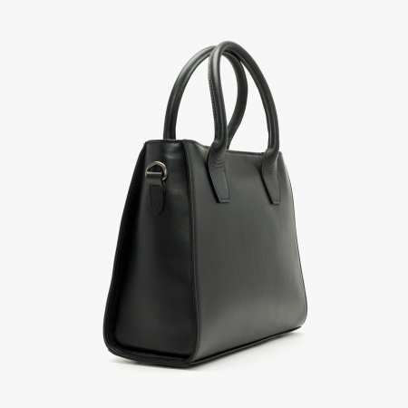 Geantă Damă Elegantă, Neagra, Elemente Argintii de Design, Bareta de Umăr din Piele, Accademia A240/2024 [1]